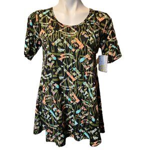 ❤️ 4/$20 New LuLaRoe Perfect T Women's XXS Geometric artsy print Side slits fall